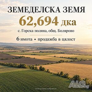 62,694 дка обработваеми ниви в землището на с. Горска поляна - продажба в цялост Земли сельхозназначения 62694 кв.м Не указано | Сельскохозяйственная земля, Сады, Виноградники | Болярово