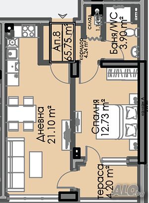 Компактни двустайни апартаменти в сграда АТЛАС 4 - кв. АЗИМУТ Двухкомнатная 66 кв.м Кирпич 2025 г. 3 этаж Не последний | Квартиры | Мадика Бургас