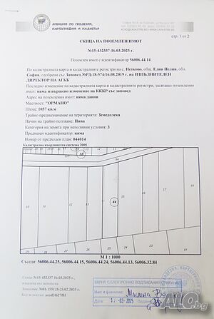 Продавам земя с потенциал на 3 км от гр. Елин Пелин Земли сельхозназначения 1057 кв.м 3 категории | Сельскохозяйственная земля, Сады, Виноградники | Елин Пелин Петково