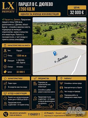 Парцел в с. Дюлево Продажа 1260 кв.м Предстоит включение в планировку  Без электричества Без воды | Участки под застройку, Инвестиционные проекты | Дюлево