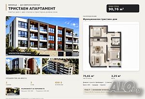 Тристаен апартамент с нескриваема морска гледка Трехкомнатная 91 кв.м Кирпич 2027 г. 3 этаж Не последний | Квартиры | Виница Варна