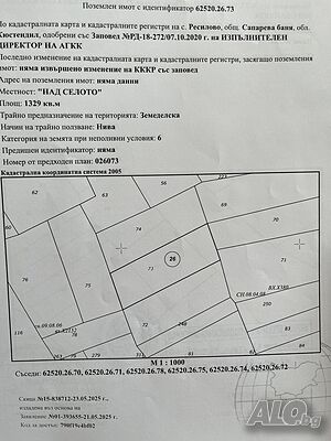 С. Ресилово Земли сельхозназначения 1329 кв.м 6 категории | Сельскохозяйственная земля, Сады, Виноградники | Сапарева баня Ресилово