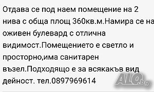 Помещение под наем Магазин Офис Медицинский кабинет Салон красоты Спорт Салон красоты (место) 60 кв.м Первый наземный этаж | Магазины, Офисы | Автогара Добрич