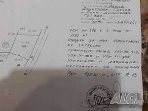 Парцел (УПИ) в с. Татарево, общ. Първомай Продажа 1160 кв.м Под застройку (УПИ) С электричеством Водопровод | Участки под застройку, Инвестиционные проекты | Татарево